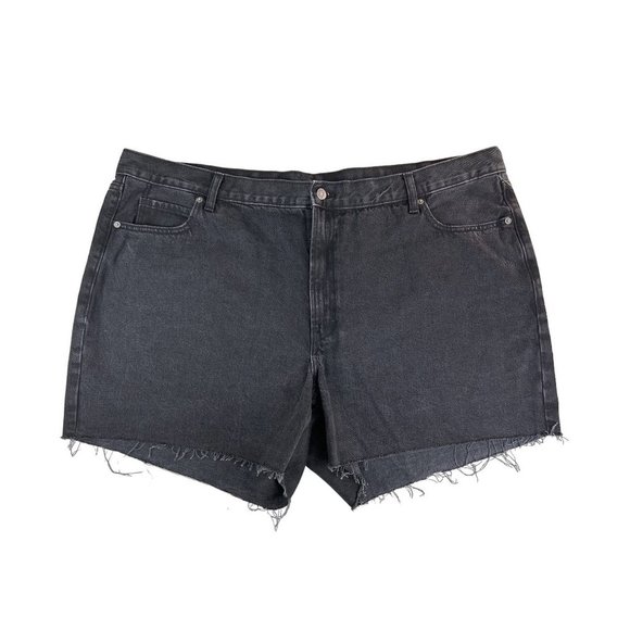 Old Navy Black High Rise Slouchy Straight Denim Raw Hem Shorts  Plus Size 24  NW - Picture 1 of 8